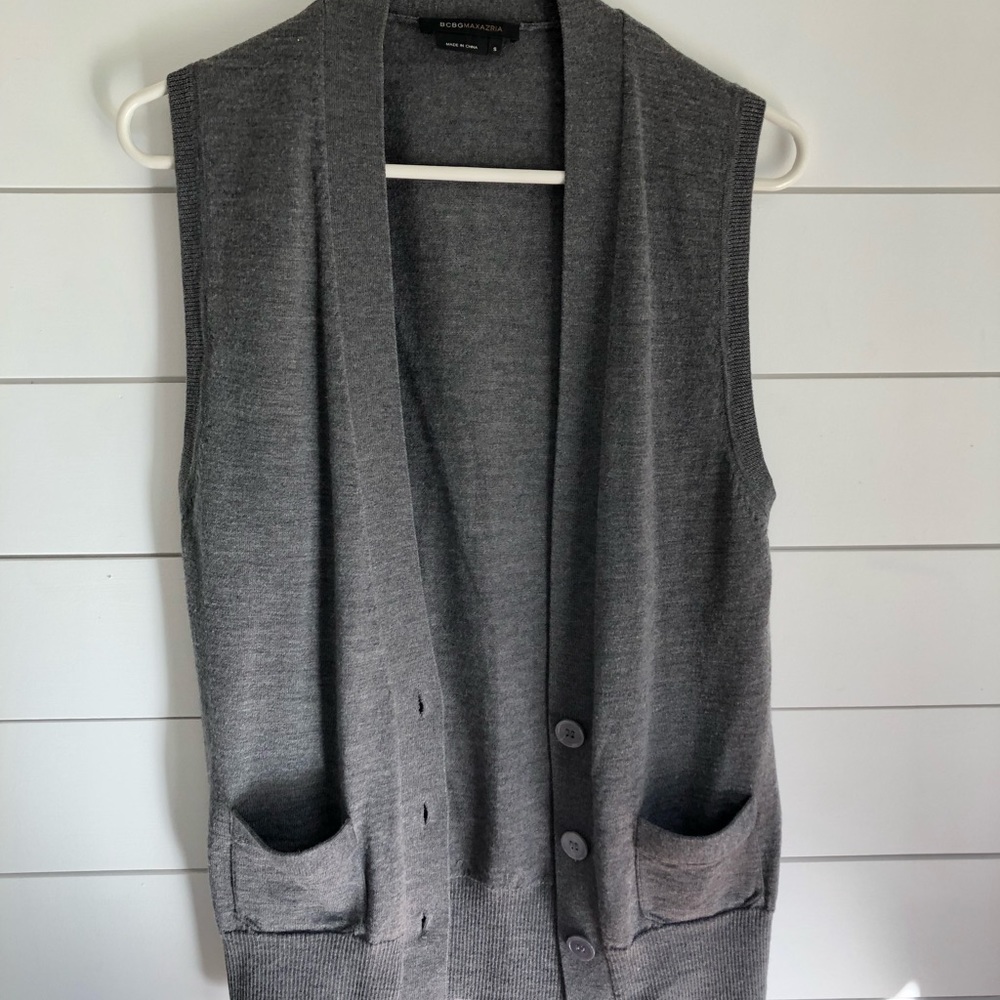 BCBG Max Azria Wool Button Front Sweater Vest
